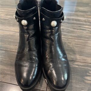 Karl Lagerfeld Black Ankle Boots with Pearl Detail